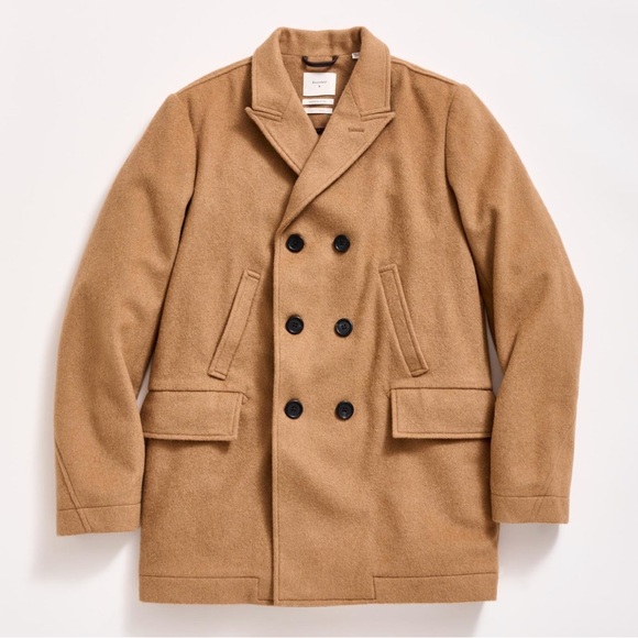 BILLY REID HAIR BOND PEACOAT - CAMEL Men's Double-Breasted Coat - Picture 1 of 16